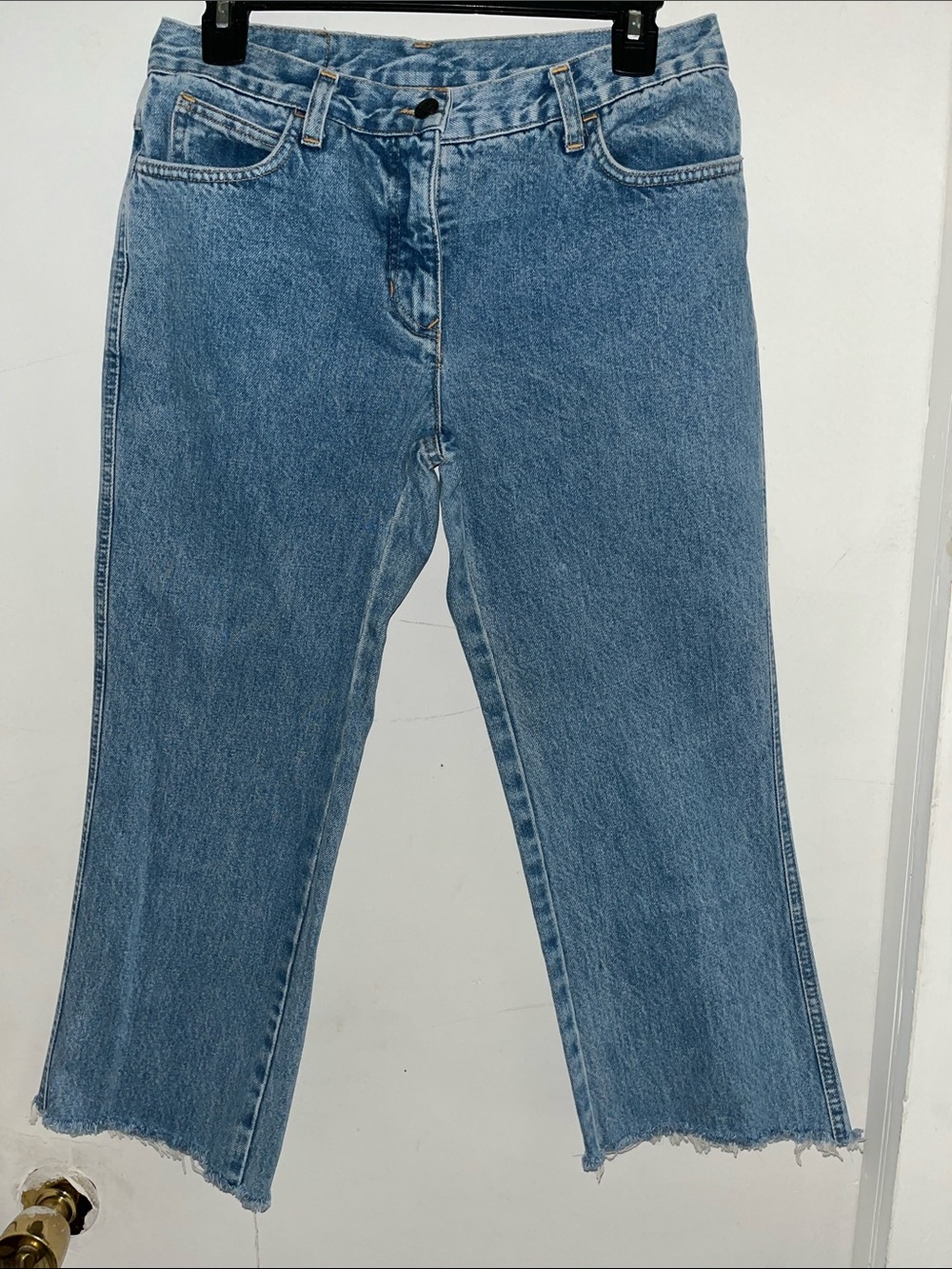 Fendi Blue Cropped Raw-Hem Jeans